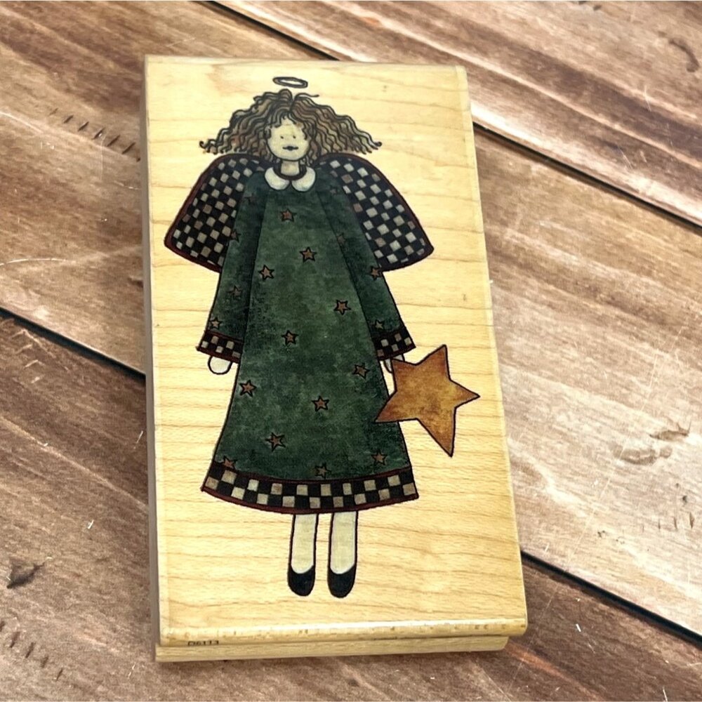 HTF STAMPINGTON & COMPANY D6113 STARLA WOOD MOUNTED RUBBER STAMP BY DEBBIE MUMM